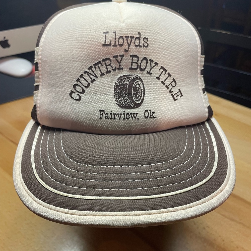 Vintage Three Stripe Country Boy Tire Brown and Cream Hat Trucker